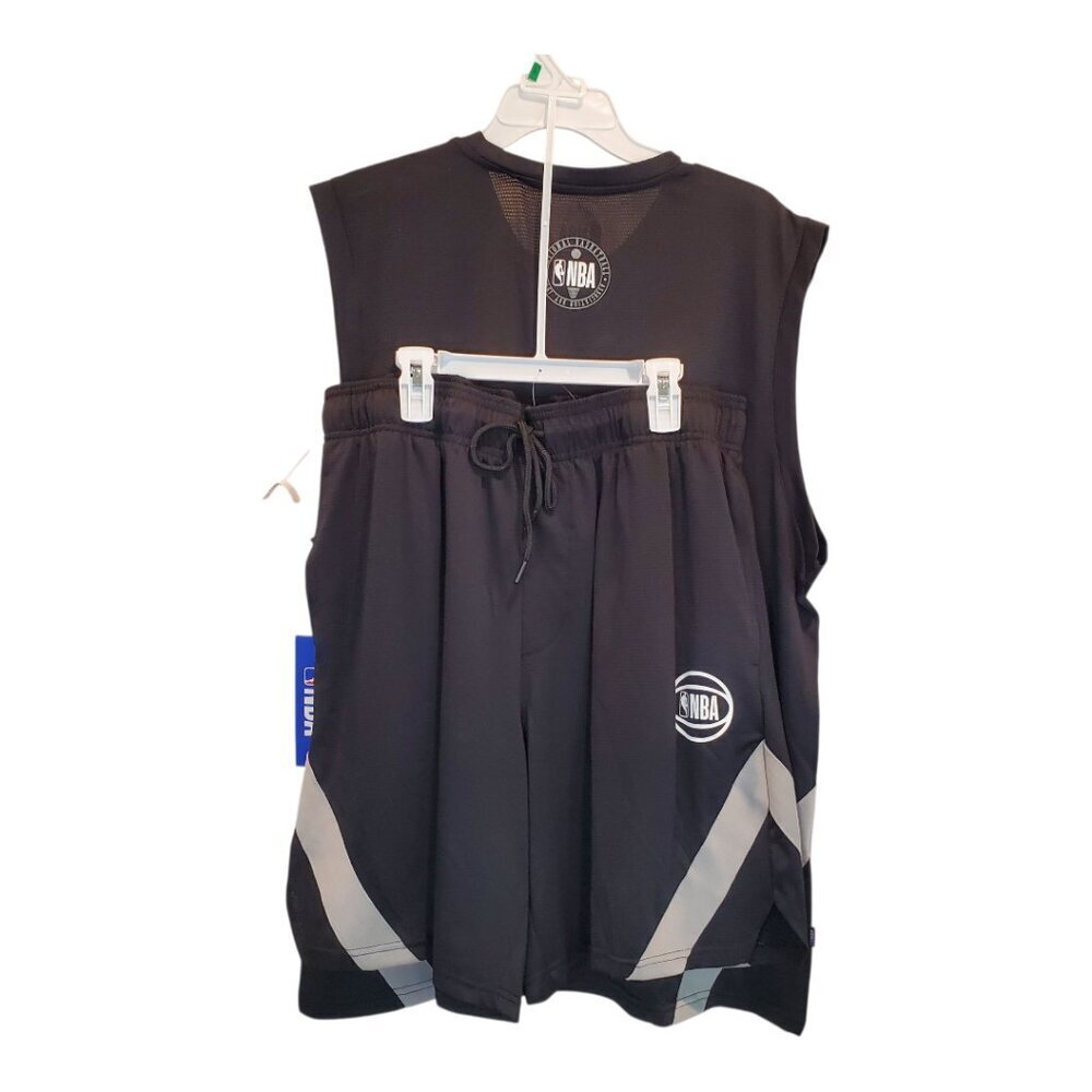 NEW NBA SZ Large Men's Spin the Block Basketball Tank & Shorts Set Black Gray